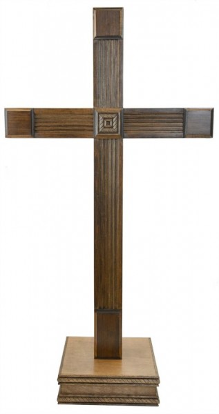 Large 4 Foot 4 Inch Standing Contemporary Cross - Brown, 1 Cross