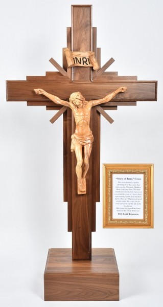 Large 4 Foot 4 Inch Story of Jesus Free Standing Crucifix - Brown, 1 Crucifix