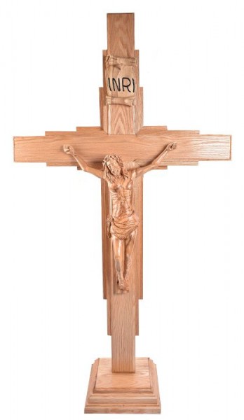 Large 6 Feet 4 Inch Contemporary Standing Wooden Crucifix - Brown, 1 Crucifix