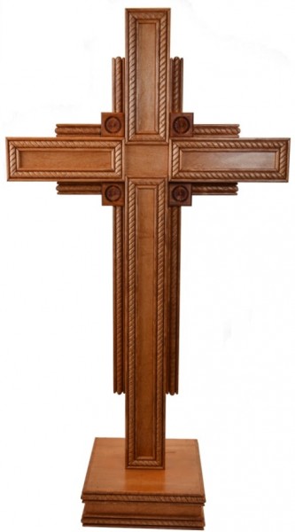 Large Contemporary 4'4&quot; Four Gospels Floor Cross - Reddish Brown, 1 Cross