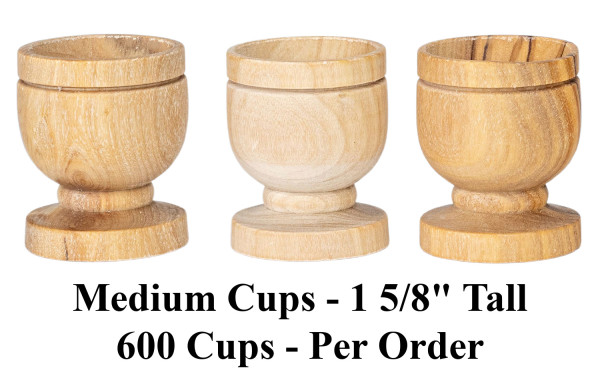 Medium Olive Wood Communion Cups 100 or more $.99 Each) - 600 Cups @ $1.15 Each