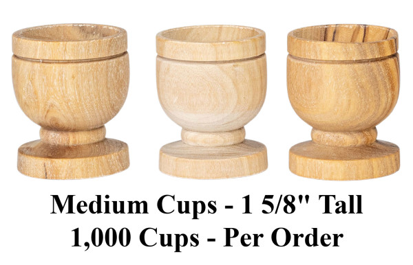 Medium Olive Wood Communion Cups 100 or more $.99 Each) - 1000 Cups @ $1.15 Each
