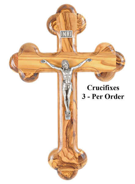 Olive Wood Wall Crucifix 8.5 Inches Tall - 3 Crucifixes @ $31.99 Each
