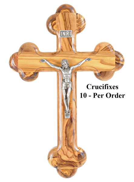 Olive Wood Wall Crucifix 8.5 Inches Tall - 10 Crucifixes @ $22.50 Each