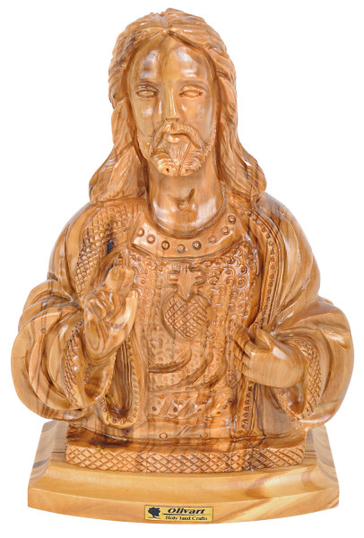 Sacred Heart of Jesus Olive Wood Statue 7 Inches - Brown, 1 Statue