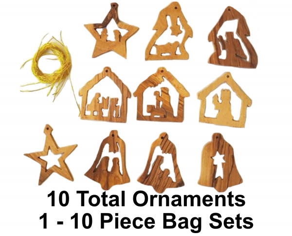 Small Nativity Christmas Ornaments |10 Assorted in Bag - 10 Ornaments @ $1.59 Each