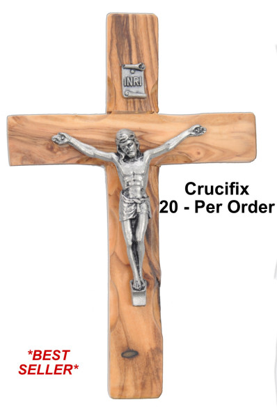 Small Olive Wood Wall Crucifix 4.5 Inch - 20 Crucifixes @ $7.99 Each