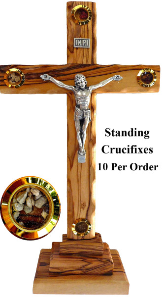 Standing 10.5&quot; Wholesale Crucifixes with Relics - 10 Crucifixes @ $35.00 Each