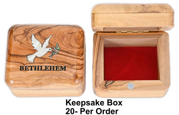 Wholesale Dove Mother of Pearl Olive Wood Rosary Boxes - 20 @ $15.00 Each