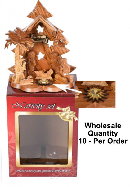 Wholesale Olivewood Nativity Sets with Frankincense - 10 Nativities @ $36.00 Each