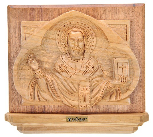 Wooden Orthodox Icon of St. Nicholas - Brown, 1 Icon