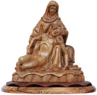 Large Olive Wood Pieta Statue 10 Inches Tall