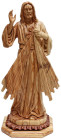 Olive Wood Divine Mercy Statue 12.5 Inches Tall