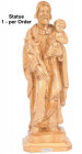 St. Joseph with Child Statue Olive Wood 10.75 Inches Tall