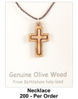 Wholesale Olive Wood Cross Necklaces 1 Inch